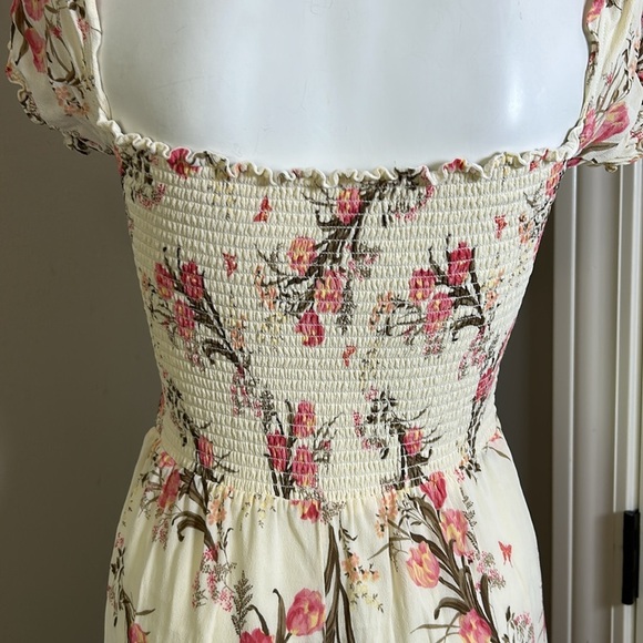 Reformation Inka Dress in Leila Off Shoulder Smocked Floral Womens Size XL - Picture 10 of 15